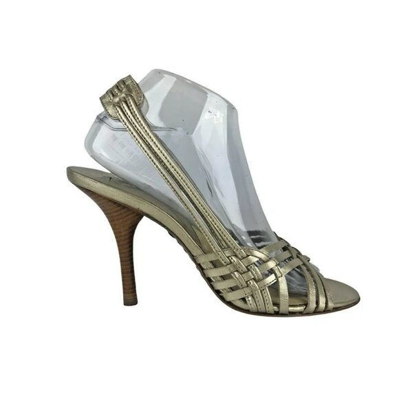 Michael Michael‎ Kors Womens Silver Leather Slip On Slingback Stiletto Heels 9M - Picture 1 of 9